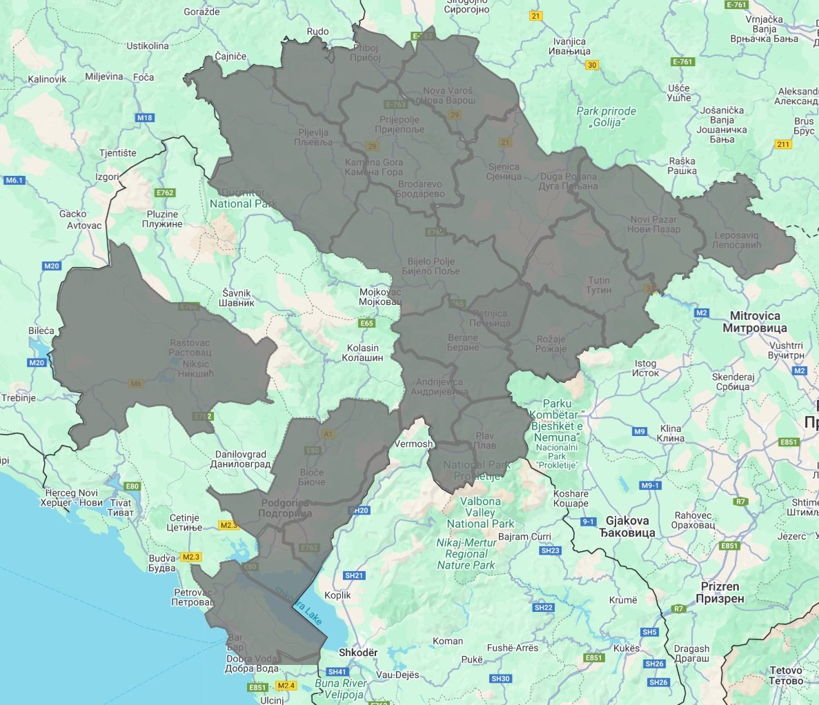 Mapa Sandžaka i Zete