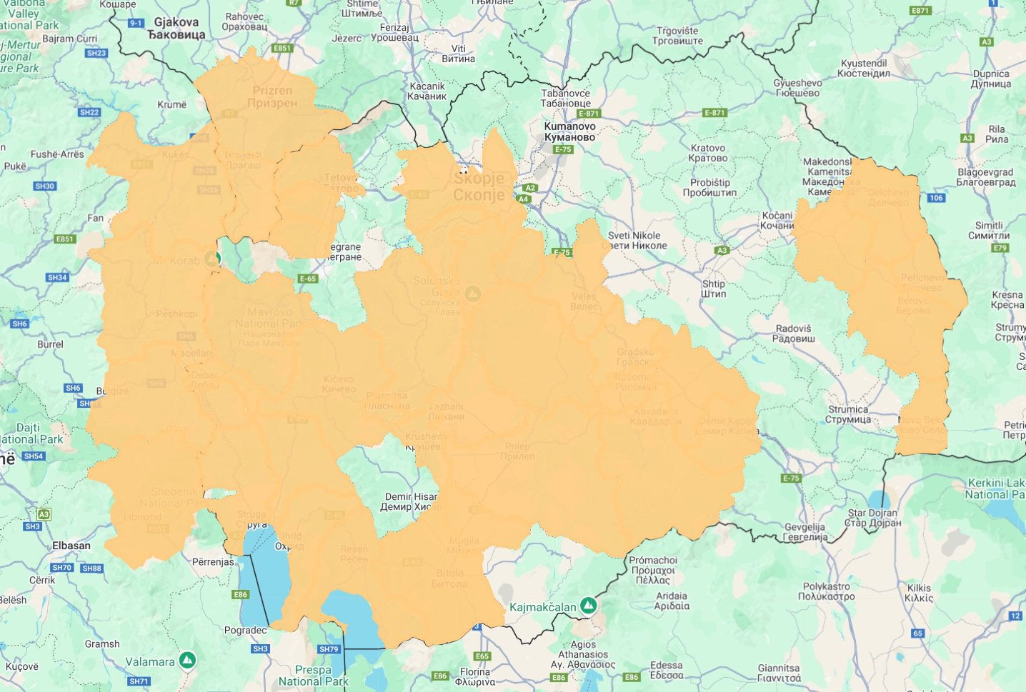 Regija Torbeši - karta